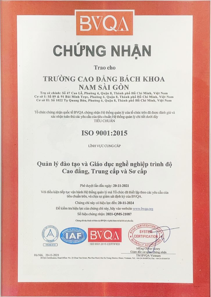 GIẤY CHỨNG NHẬN ISO 9001:2015