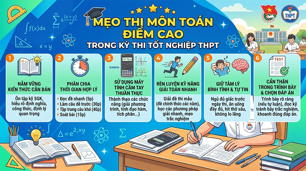 Mẹo thi môn toán đạt điểm cao kỳ thi THPT